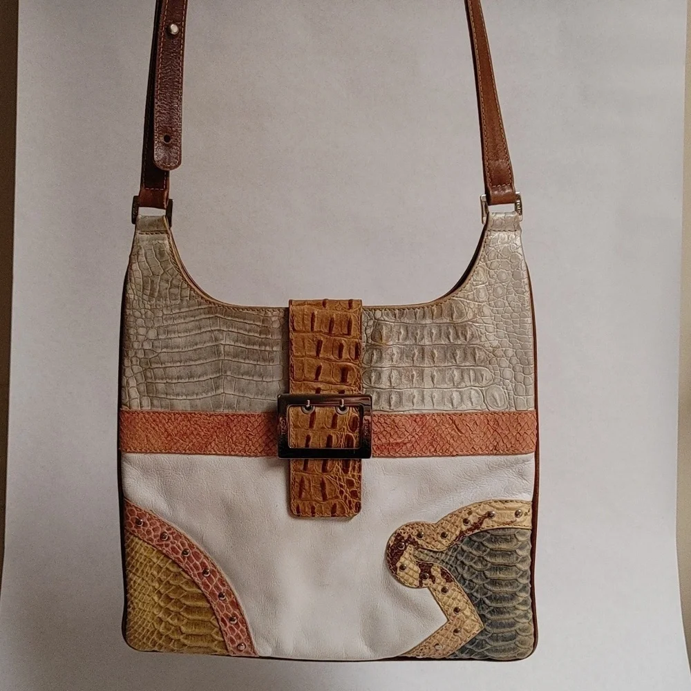 Vintage TOUS Flat Cross Shoulder Cobra & Crocodile Embossed Bag - Picture 1 of 15